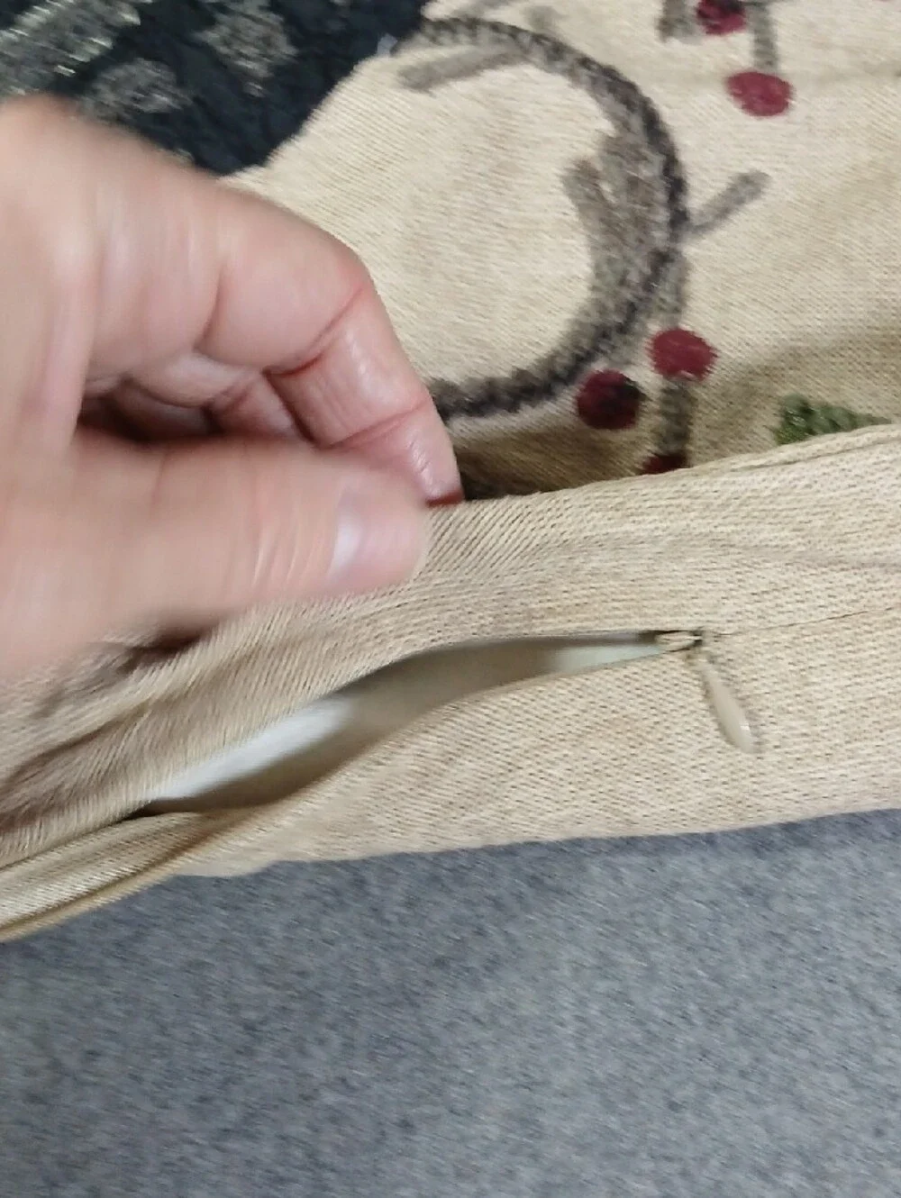 Pottery Barn Hand-Embroidered Black Bird Decorative Pillow Cover - Beige